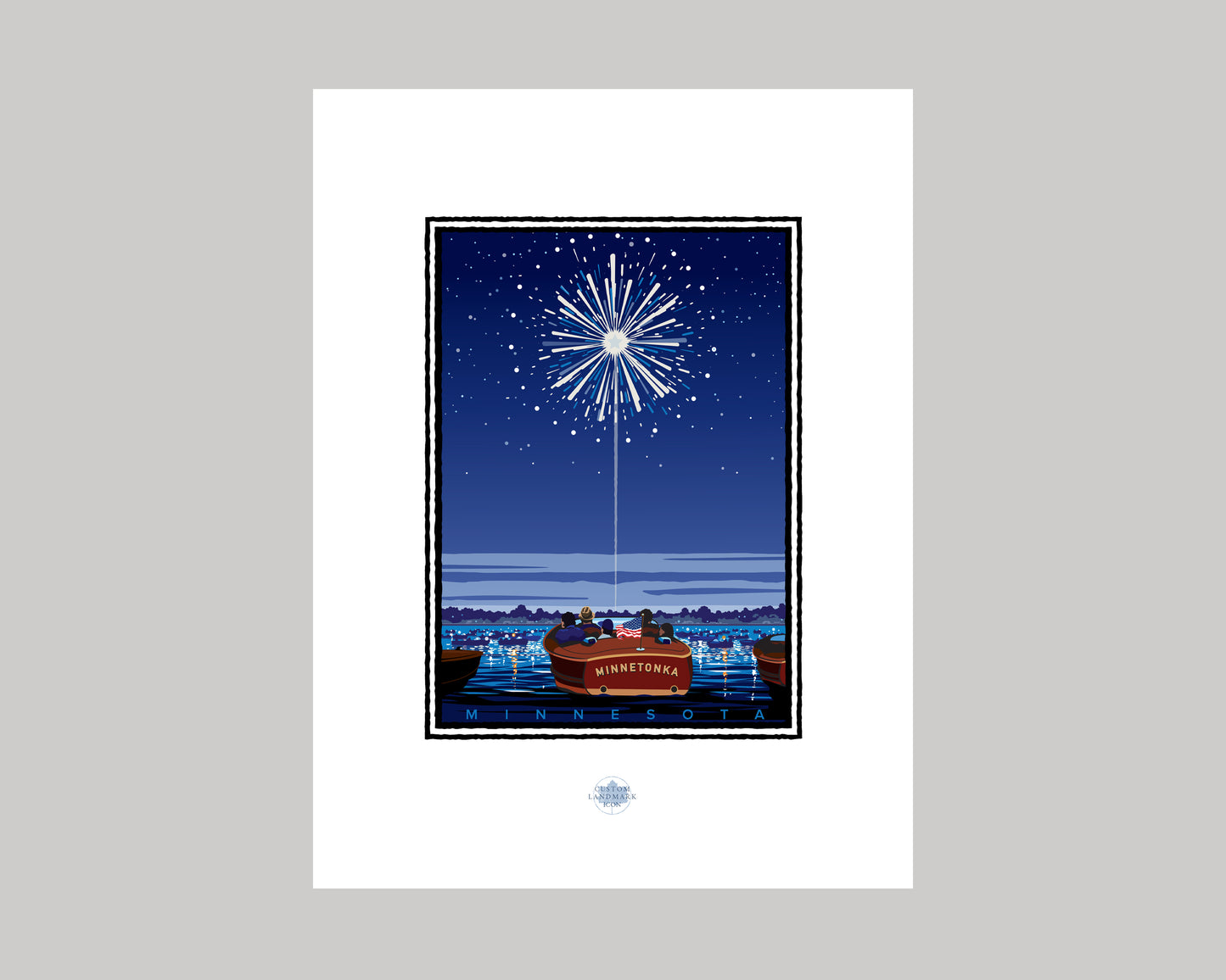 LAKE MINNETONKA FIREWORKS ON THE WATER || MINNESOTA LANDMARK ART PRINT