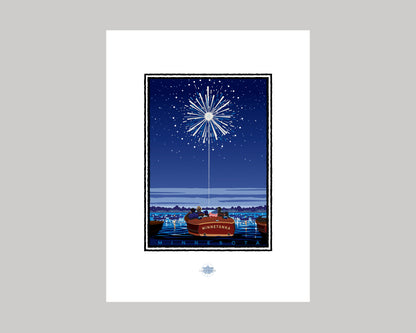 LAKE MINNETONKA FIREWORKS ON THE WATER || MINNESOTA LANDMARK ART PRINT