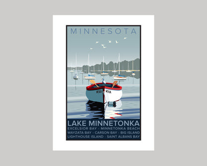 LAKE MINNETONKA ROWBOAT || MINNESOTA LANDMARK ART PRINT