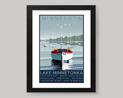 LAKE MINNETONKA ROWBOAT || MINNESOTA LANDMARK ART PRINT