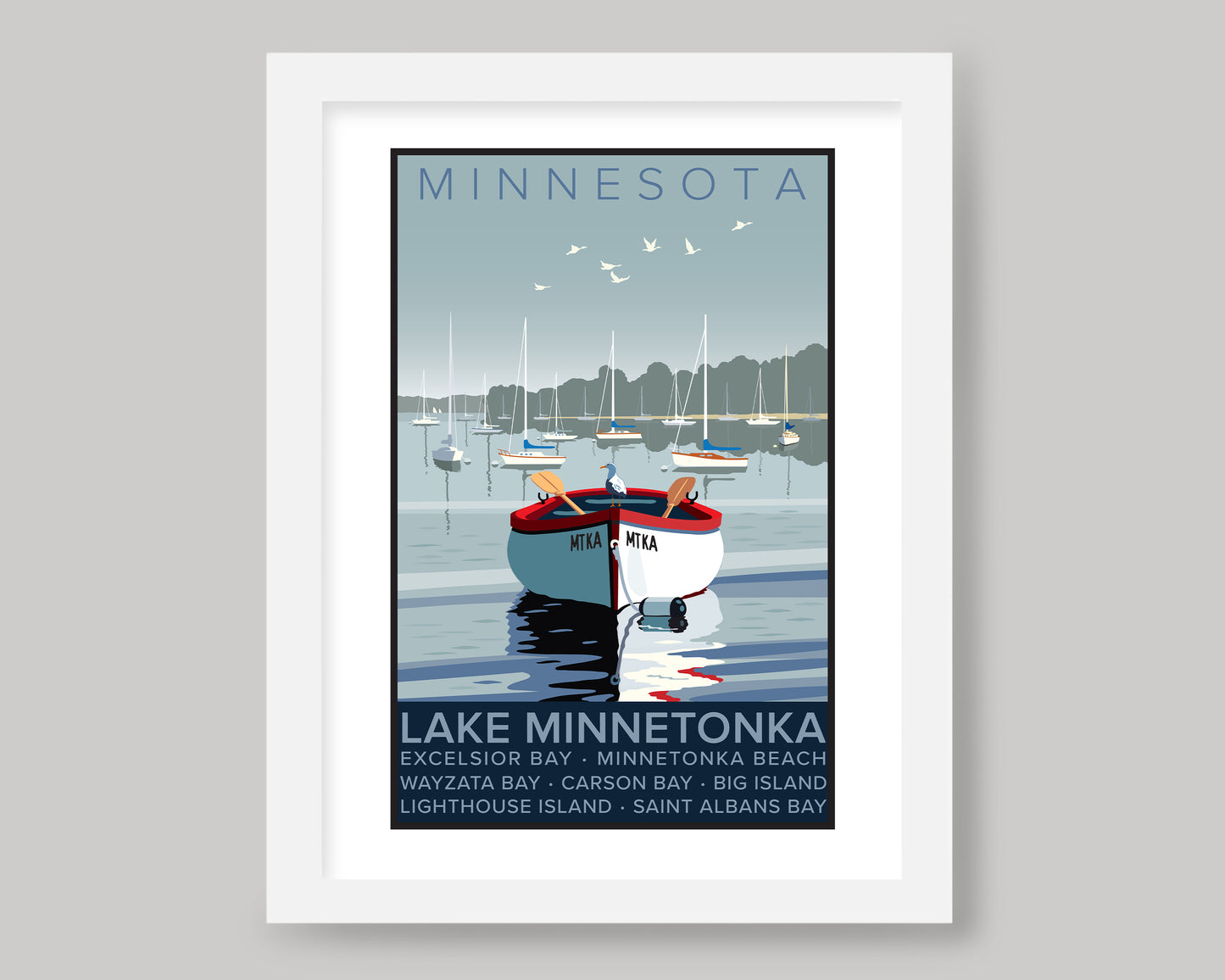 LAKE MINNETONKA ROWBOAT || MINNESOTA LANDMARK ART PRINT