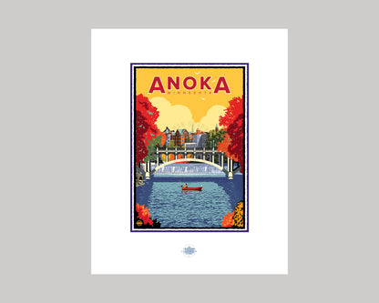 ANOKA GOLDEN FALL ON THE RUM RIVER || MINNESOTA LANDMARK ART PRINT