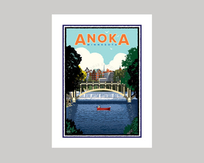 ANOKA SUMMER FISHING ON THE RUM RIVER || MINNESOTA LANDMARK ART PRINT