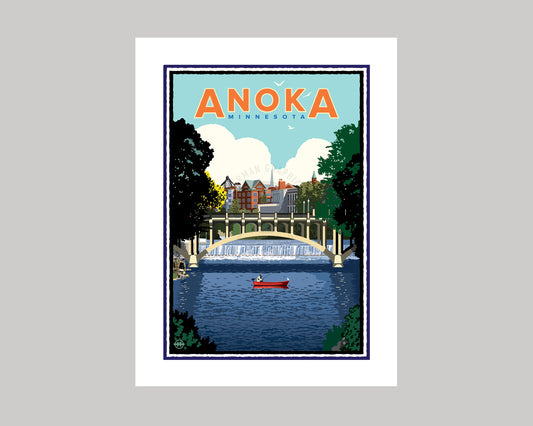 ANOKA SUMMER FISHING ON THE RUM RIVER || MINNESOTA LANDMARK ART PRINT