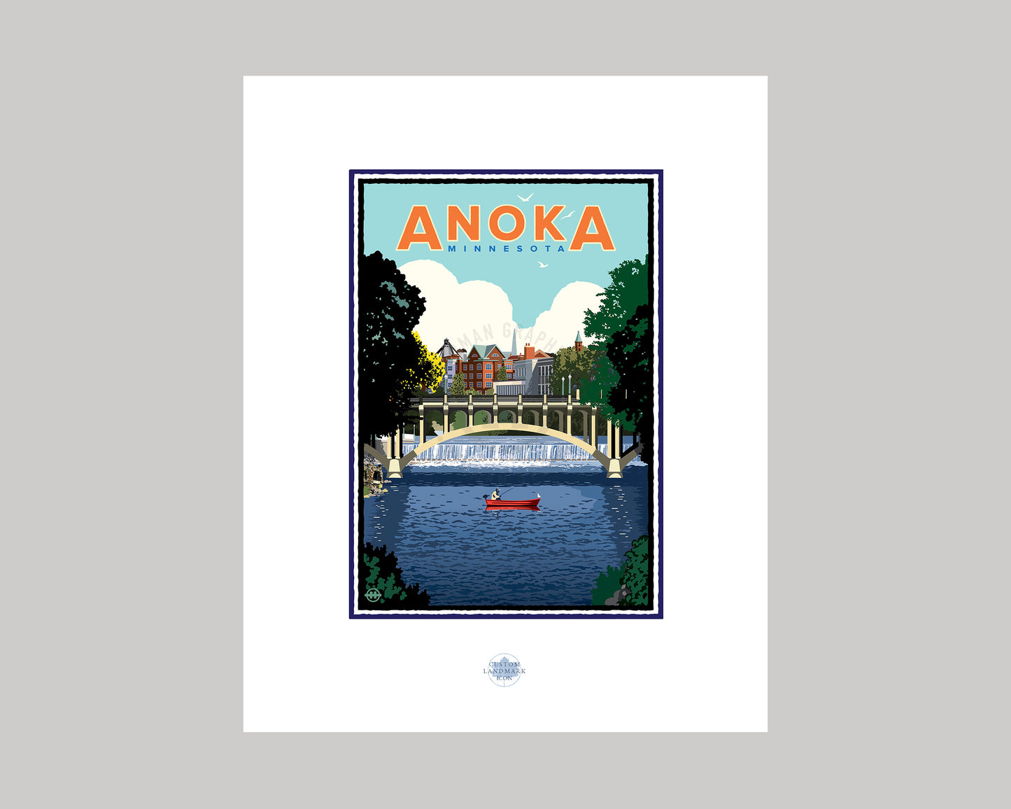 ANOKA SUMMER FISHING ON THE RUM RIVER || MINNESOTA LANDMARK ART PRINT