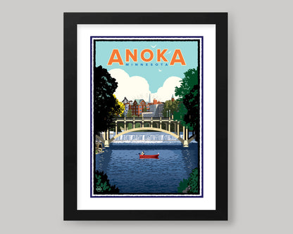 ANOKA SUMMER FISHING ON THE RUM RIVER || MINNESOTA LANDMARK ART PRINT