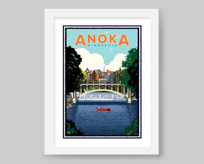 ANOKA SUMMER FISHING ON THE RUM RIVER || MINNESOTA LANDMARK ART PRINT