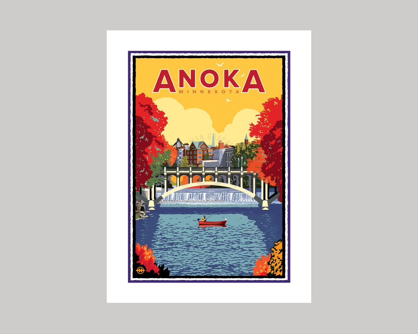 ANOKA GOLDEN FALL ON THE RUM RIVER || MINNESOTA LANDMARK ART PRINT