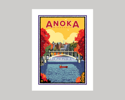 ANOKA GOLDEN FALL ON THE RUM RIVER || MINNESOTA LANDMARK ART PRINT