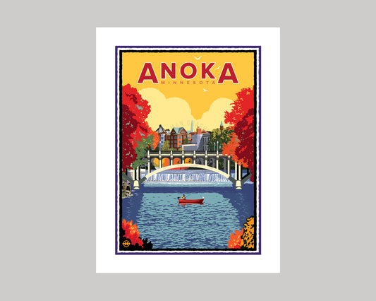 ANOKA GOLDEN FALL ON THE RUM RIVER || MINNESOTA LANDMARK ART PRINT