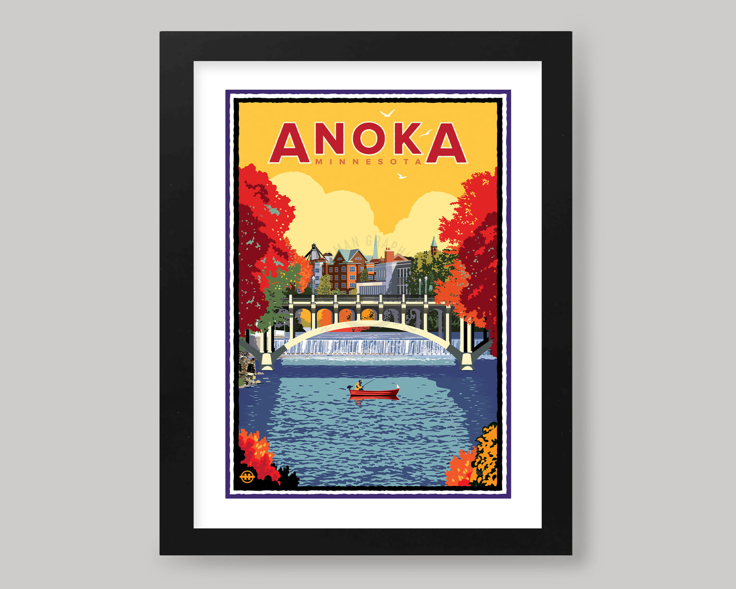 ANOKA GOLDEN FALL ON THE RUM RIVER || MINNESOTA LANDMARK ART PRINT