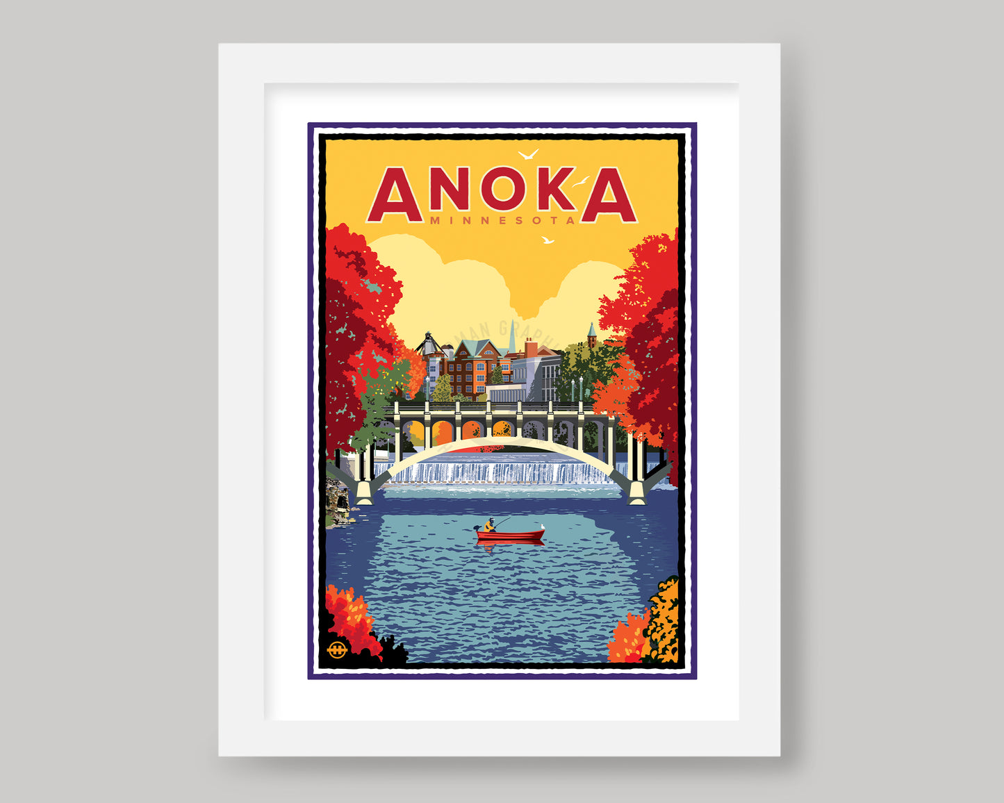 ANOKA GOLDEN FALL ON THE RUM RIVER || MINNESOTA LANDMARK ART PRINT