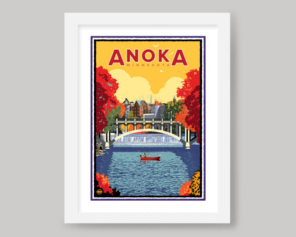 ANOKA GOLDEN FALL ON THE RUM RIVER || MINNESOTA LANDMARK ART PRINT