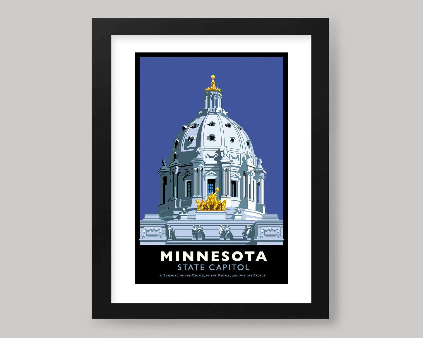 MINNESOTA STATE CAPITOL-BLUE || MINNESOTA LANDMARK ART PRINT