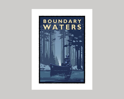 BOUNDARY WATERS IN BLUE || MINNESOTA LANDMARK ART PRINT