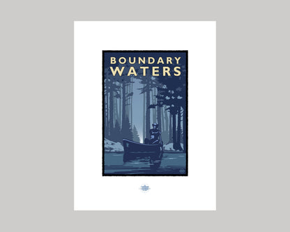 BOUNDARY WATERS IN BLUE || MINNESOTA LANDMARK ART PRINT