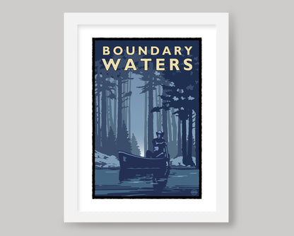 BOUNDARY WATERS IN BLUE || MINNESOTA LANDMARK ART PRINT