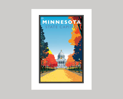 MINNESOTA STATE CAPITOL IN THE FALL || MINNESOTA LANDMARK ART PRINT