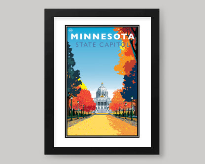 MINNESOTA STATE CAPITOL IN THE FALL || MINNESOTA LANDMARK ART PRINT