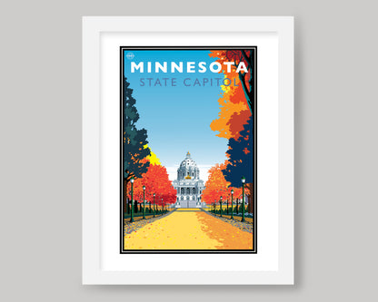 MINNESOTA STATE CAPITOL IN THE FALL || MINNESOTA LANDMARK ART PRINT