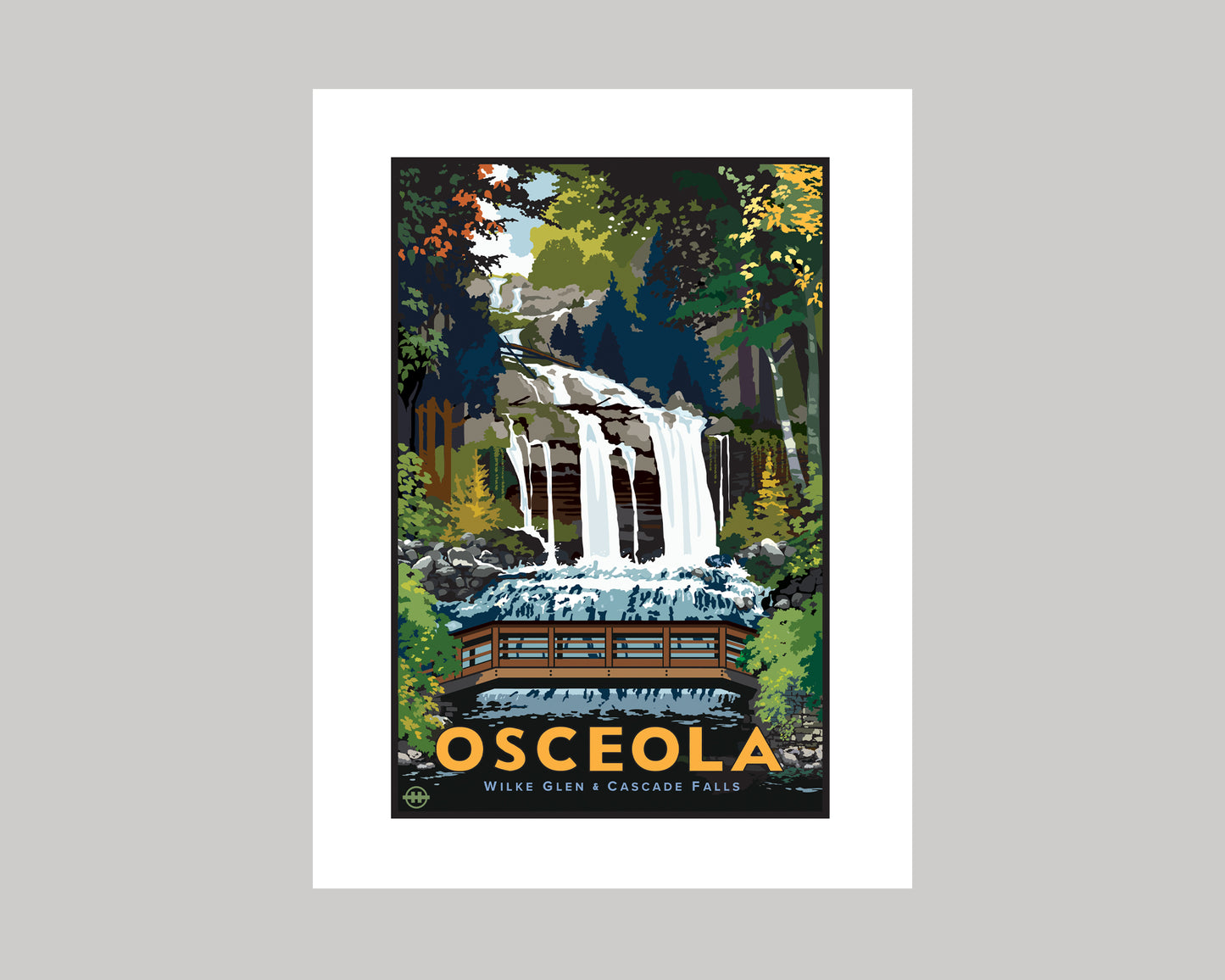 WILKE GLEN AND CASCADE FALLS OSCEOLA WS || WISCONSIN LANDMARK ART PRINT