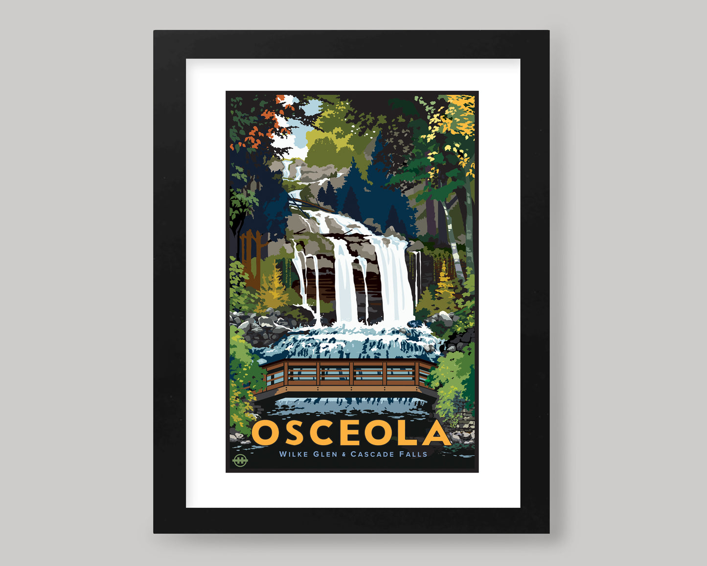 WILKE GLEN AND CASCADE FALLS OSCEOLA WS || WISCONSIN LANDMARK ART PRINT