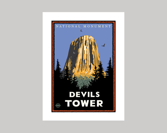 DEVILS TOWER NATIONAL MONUMENT || WYOMING LANDMARK ART PRINT