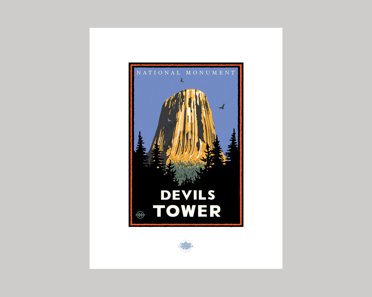 DEVILS TOWER NATIONAL MONUMENT || WYOMING LANDMARK ART PRINT