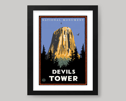 DEVILS TOWER NATIONAL MONUMENT || WYOMING LANDMARK ART PRINT