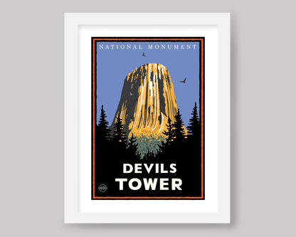 DEVILS TOWER NATIONAL MONUMENT || WYOMING LANDMARK ART PRINT