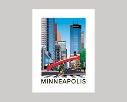 DOWNTOWN CANOE WALK, NICOLLET MALL MINNEAPOLIS || MINNESOTA LANDMARK ART PRINT