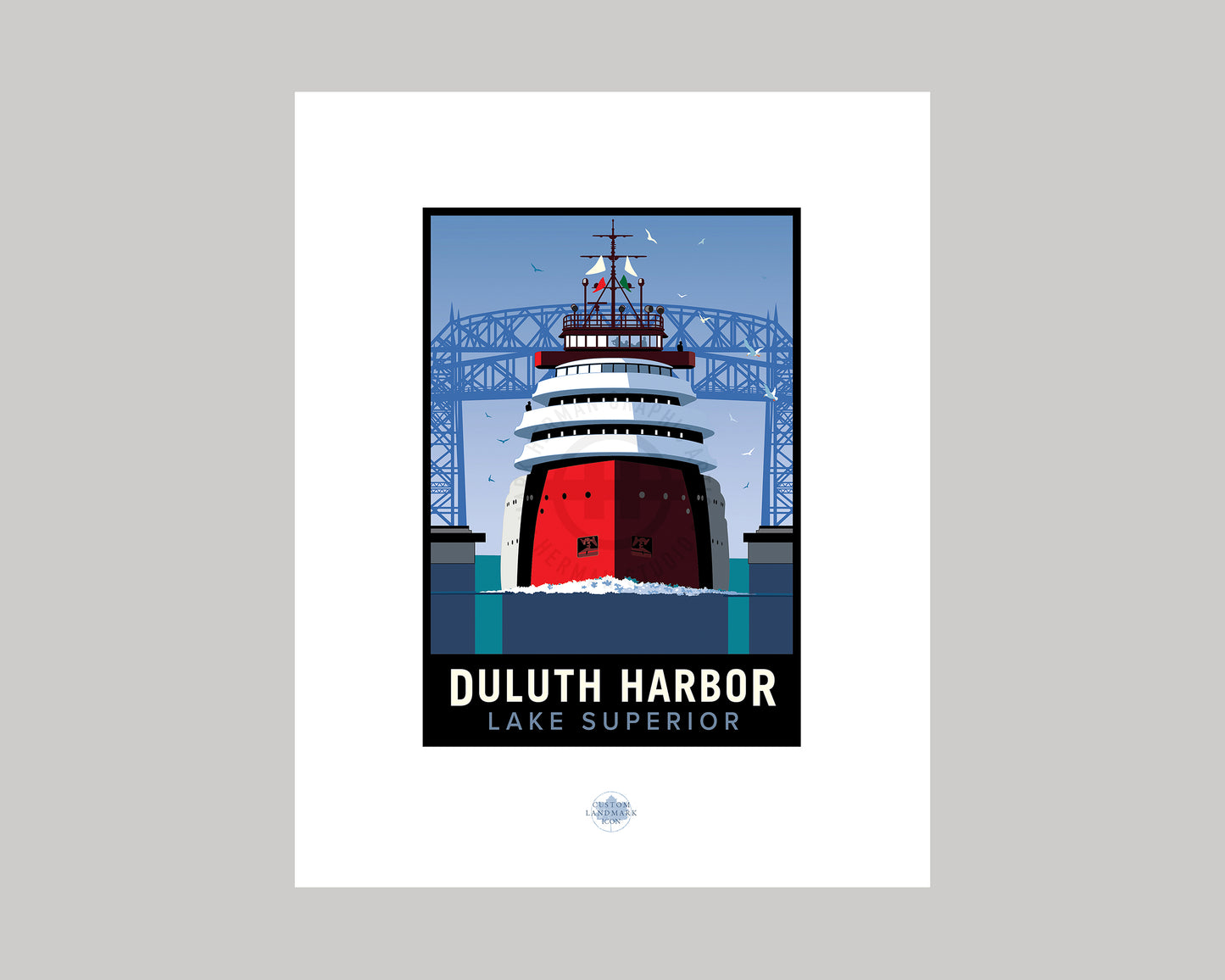 DULUTH HARBOR AND BRIDGE || MINNESOTA LANDMARK ART PRINT