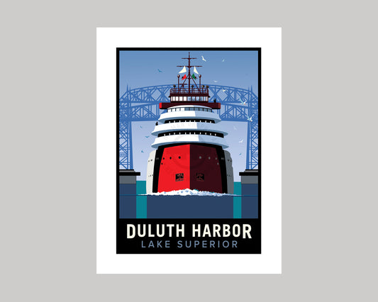 DULUTH HARBOR AND BRIDGE || MINNESOTA LANDMARK ART PRINT