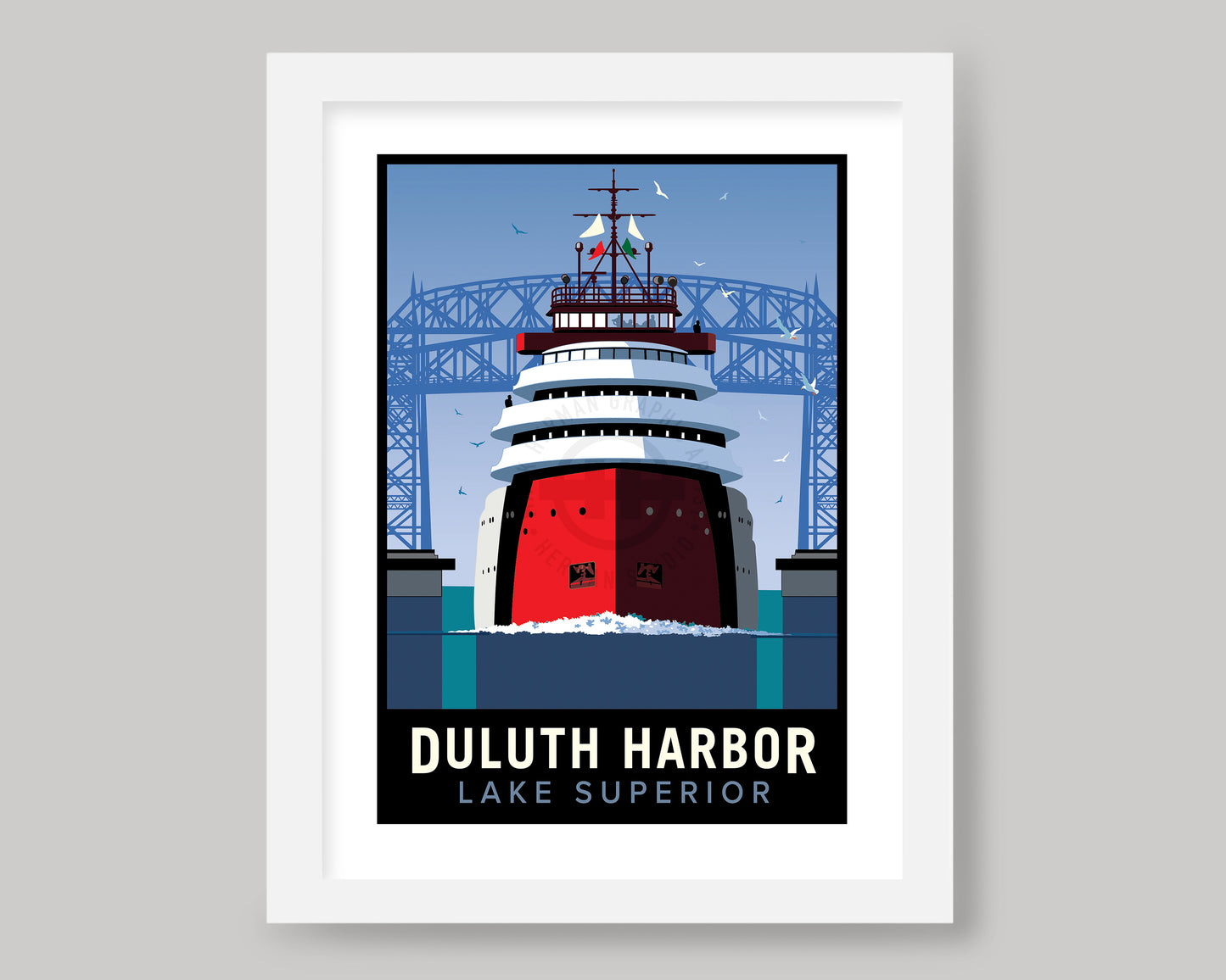 DULUTH HARBOR AND BRIDGE || MINNESOTA LANDMARK ART PRINT