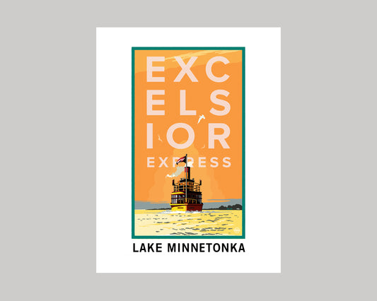 THE EXCELSIOR FERRY ON LAKE MINNETONKA || MINNESOTA LANDMARK ART PRINT