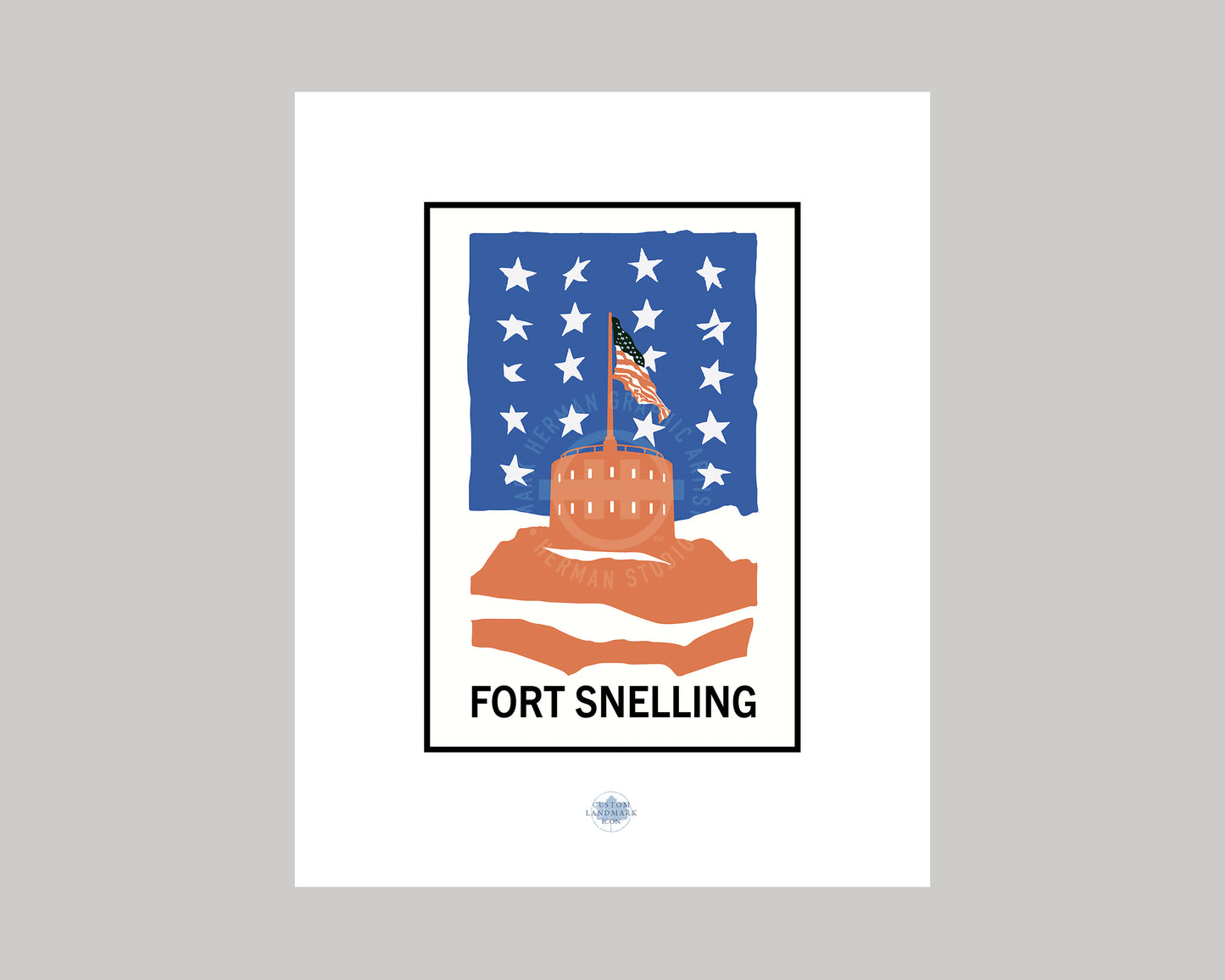 FORT SNELLING AMERICANA GRAPHIC || MINNESOTA LANDMARK ART PRINT