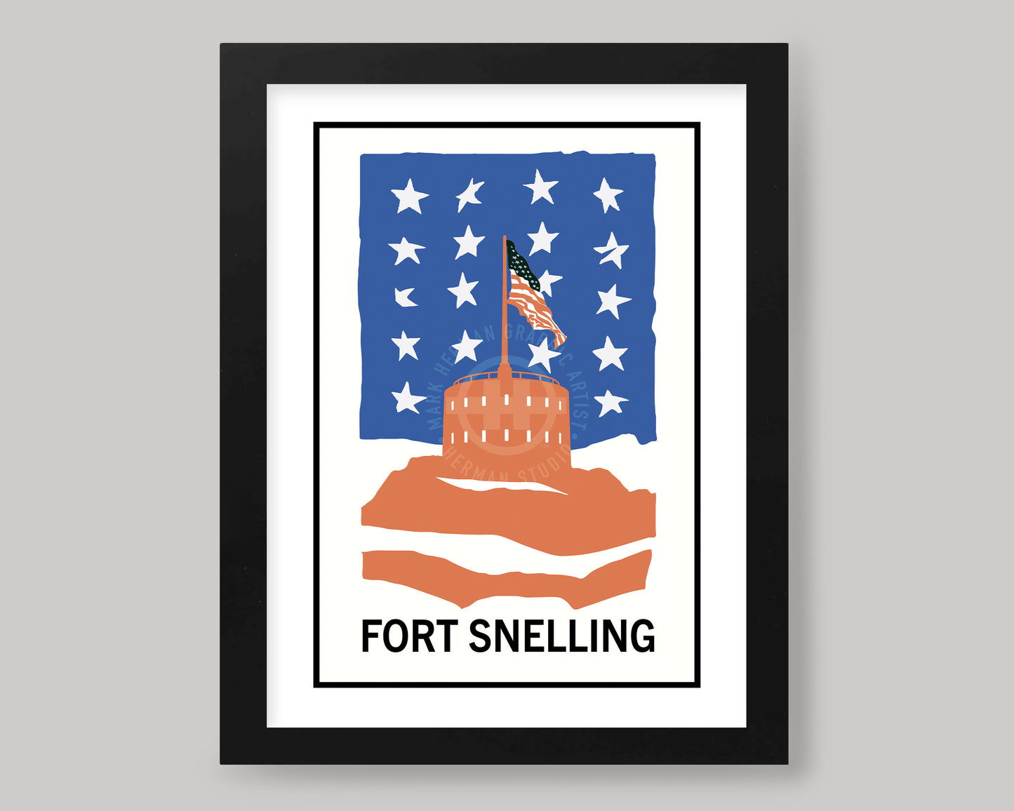 FORT SNELLING AMERICANA GRAPHIC || MINNESOTA LANDMARK ART PRINT