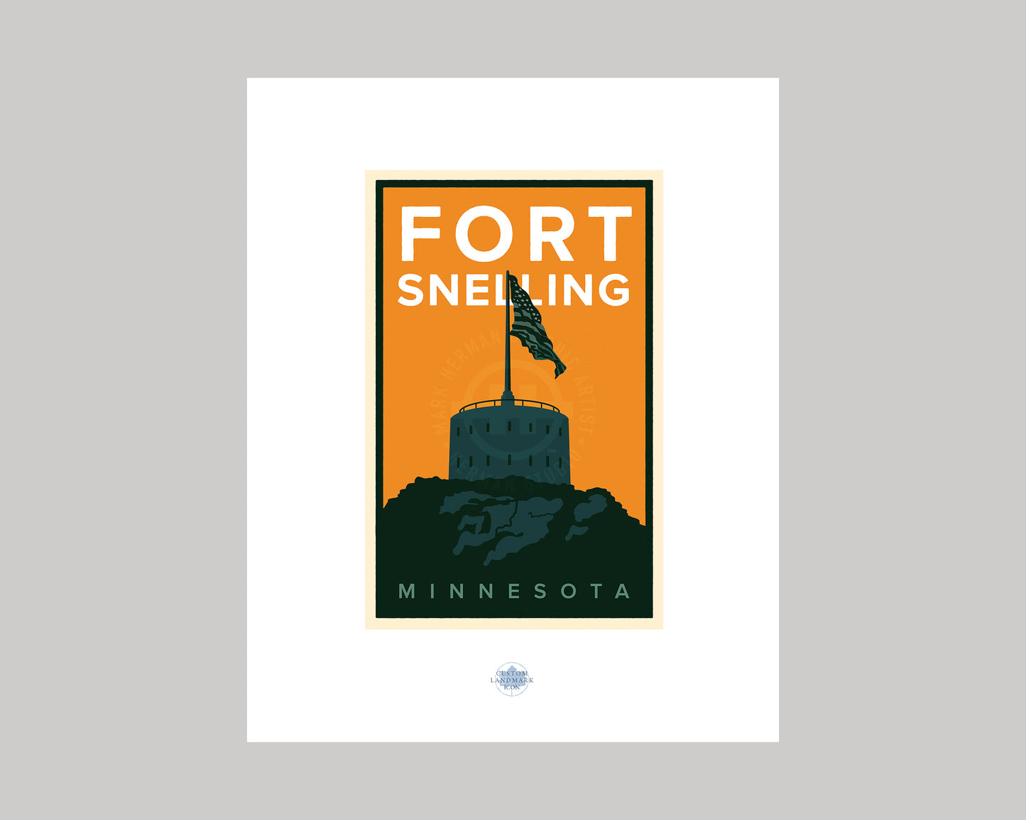 FORT SNELLING GRAPHIC ART || MINNESOTA LANDMARK ART PRINT