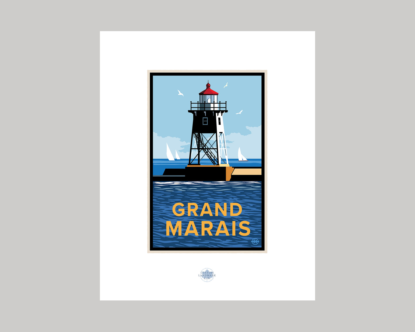 GRAND MARAIS LIGHTHOUSE || MINNESOTA LANDMARK ART PRINT