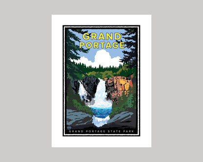GRAND PORTAGE HIGH FALLS || MINNESOTA LANDMARK ART PRINT