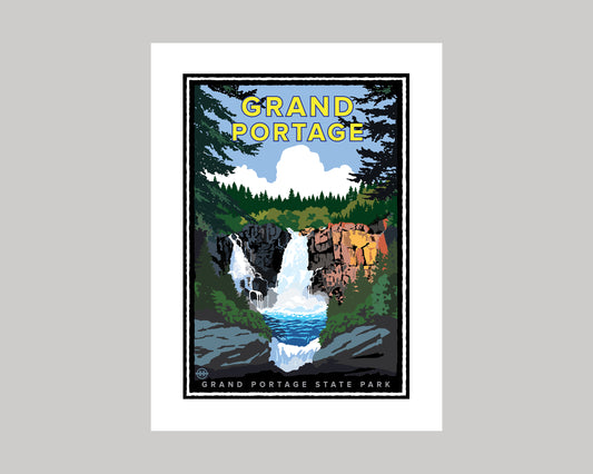 GRAND PORTAGE HIGH FALLS || MINNESOTA LANDMARK ART PRINT