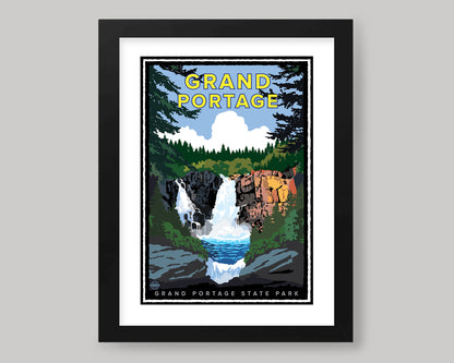 GRAND PORTAGE HIGH FALLS || MINNESOTA LANDMARK ART PRINT