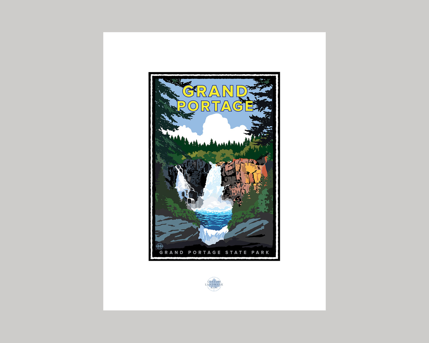 GRAND PORTAGE HIGH FALLS || MINNESOTA LANDMARK ART PRINT