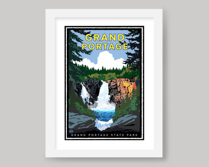 GRAND PORTAGE HIGH FALLS || MINNESOTA LANDMARK ART PRINT