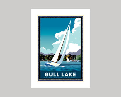 SAILING ON GULL LAKE || MINNESOTA LANDMARK ART PRINT