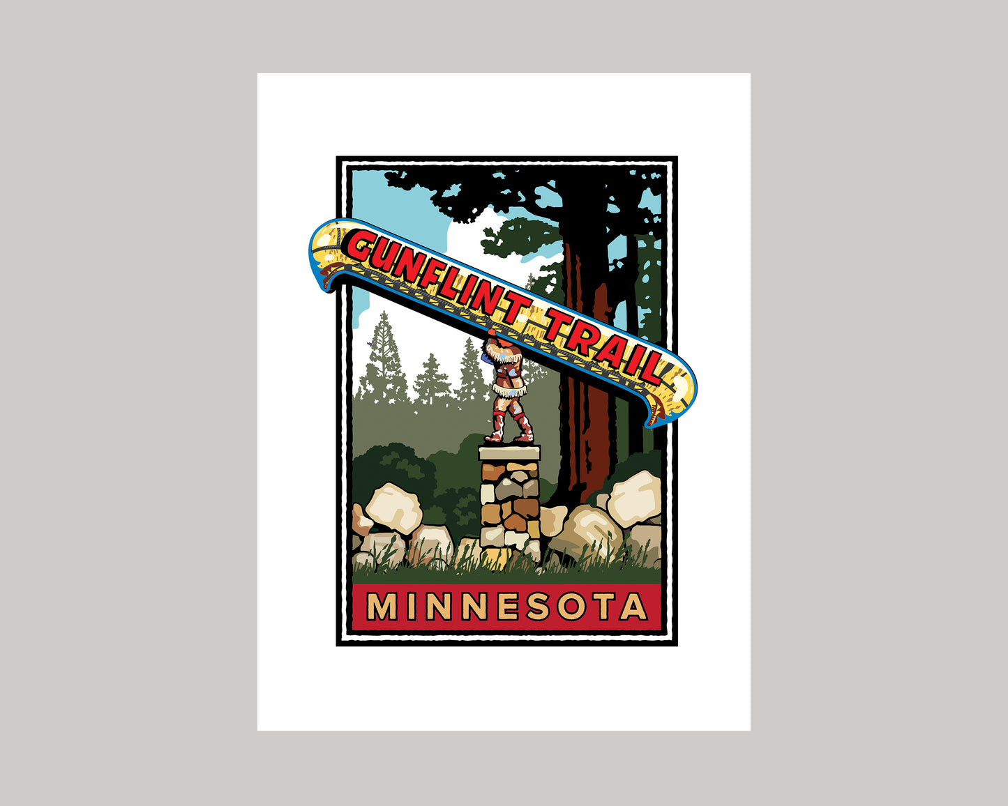 GUNFLINT TRAIL VINTAGE SIGN || MINNESOTA LANDMARK ART PRINT