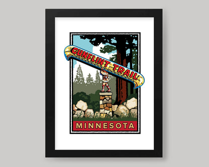 GUNFLINT TRAIL VINTAGE SIGN || MINNESOTA LANDMARK ART PRINT