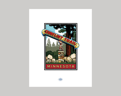 GUNFLINT TRAIL VINTAGE SIGN || MINNESOTA LANDMARK ART PRINT