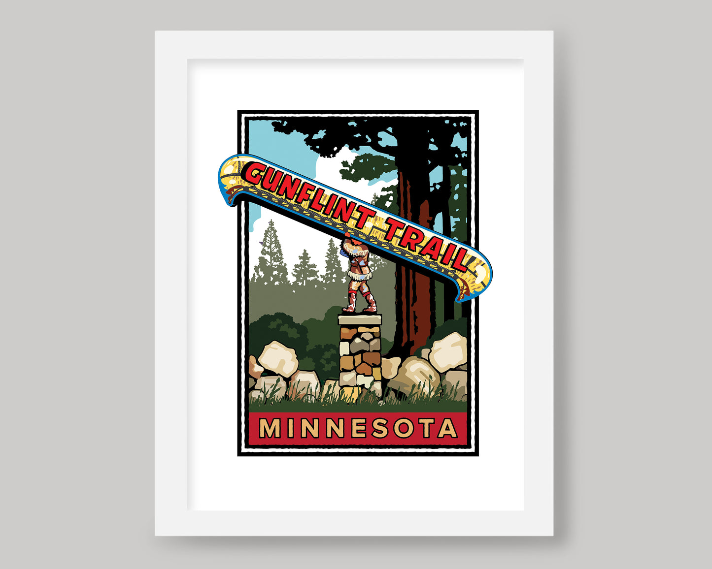 GUNFLINT TRAIL VINTAGE SIGN || MINNESOTA LANDMARK ART PRINT