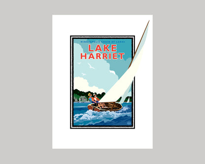 SAILING ON LAKE HARRIET || MINNESOTA LANDMARK ART PRINT